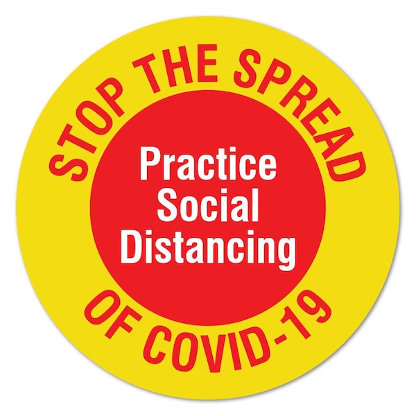 Stop The Spread Non-Slip Floor Graphic, 7in Vinyl Decal, 12PK, 7 in H, FD-C-7-12PK-99987